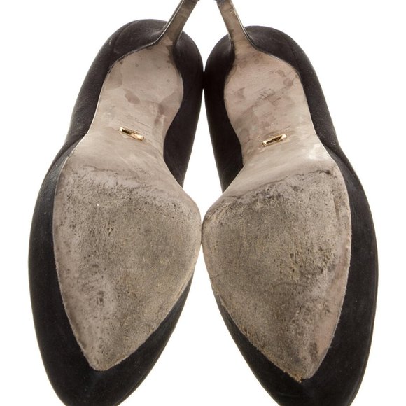 USED SERGIO ROSSI BLACK SUEDE HEELS SHOES SIZE 40 SZ US 10 9.5 - Picture 5 of 5